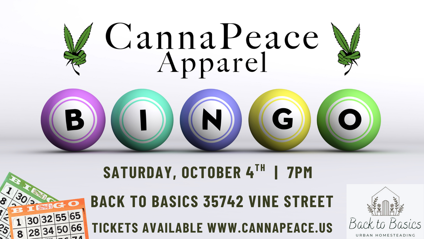 CannaPeace Bingo at Back to Basics 10/4