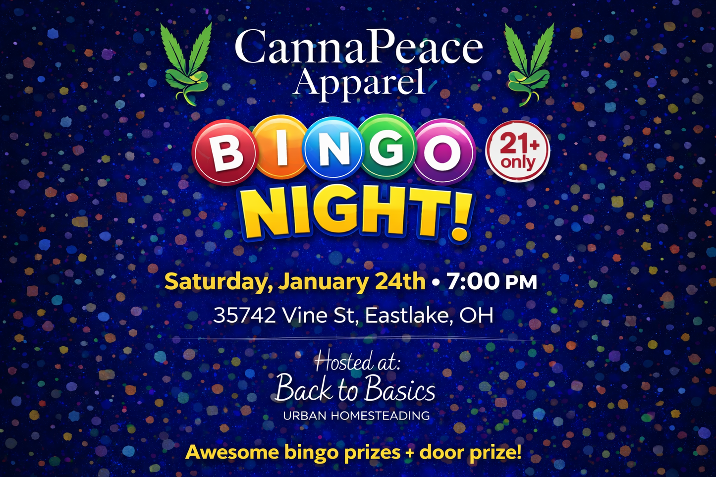 CannaPeace Bingo at Back to Basics 1/24