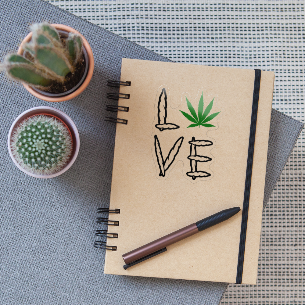 Love Cannabis Sticker - transparent glossy