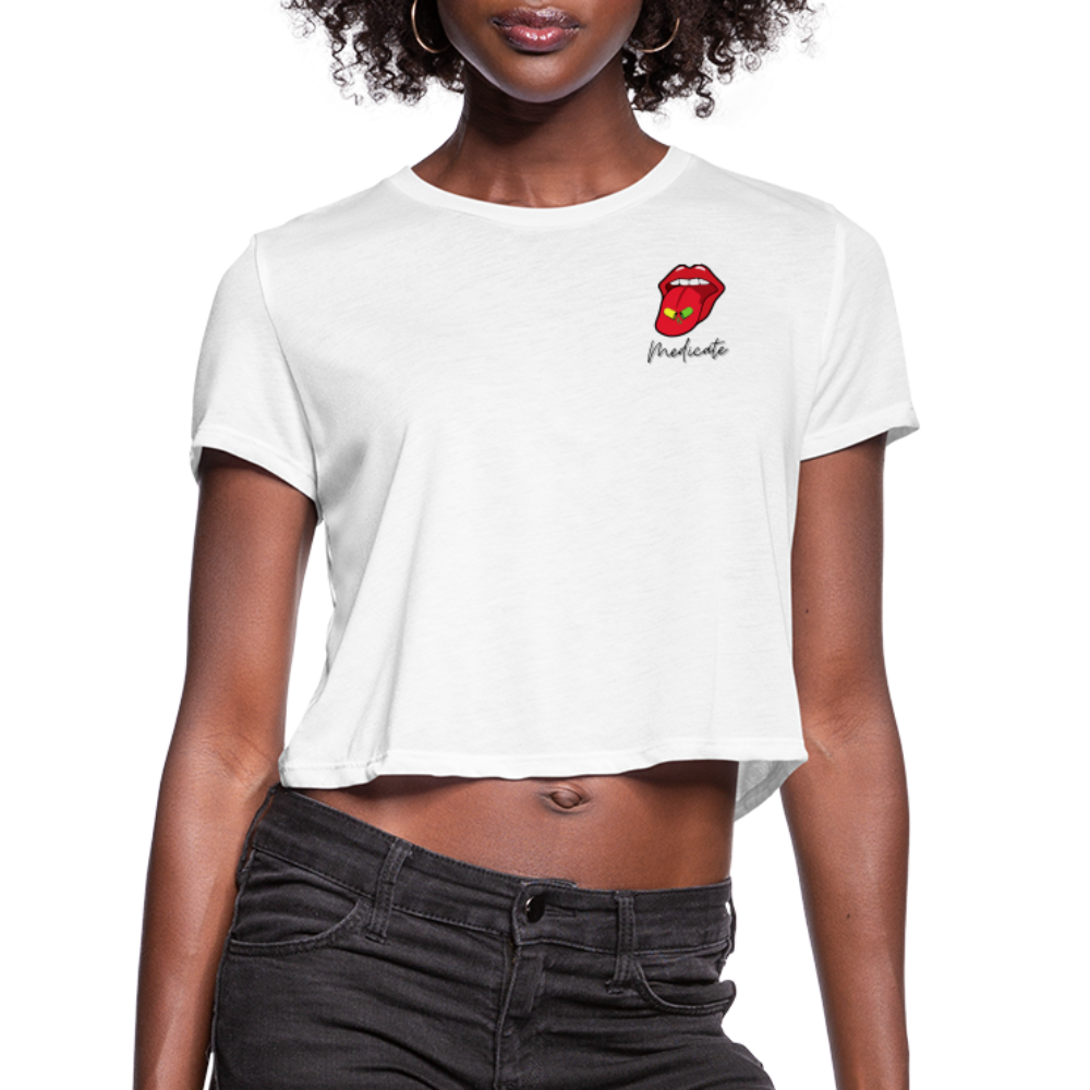 Medicate Cropped T-Shirt - white