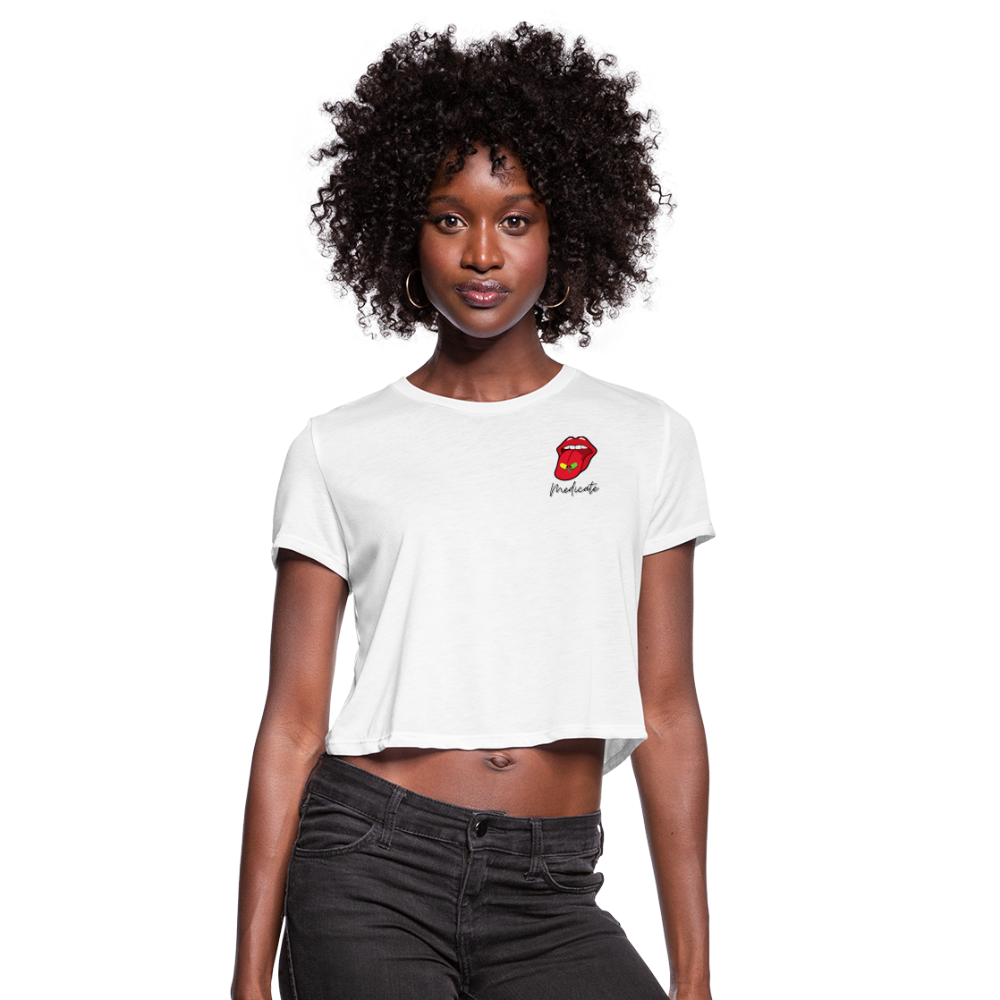 Medicate Cropped T-Shirt - white