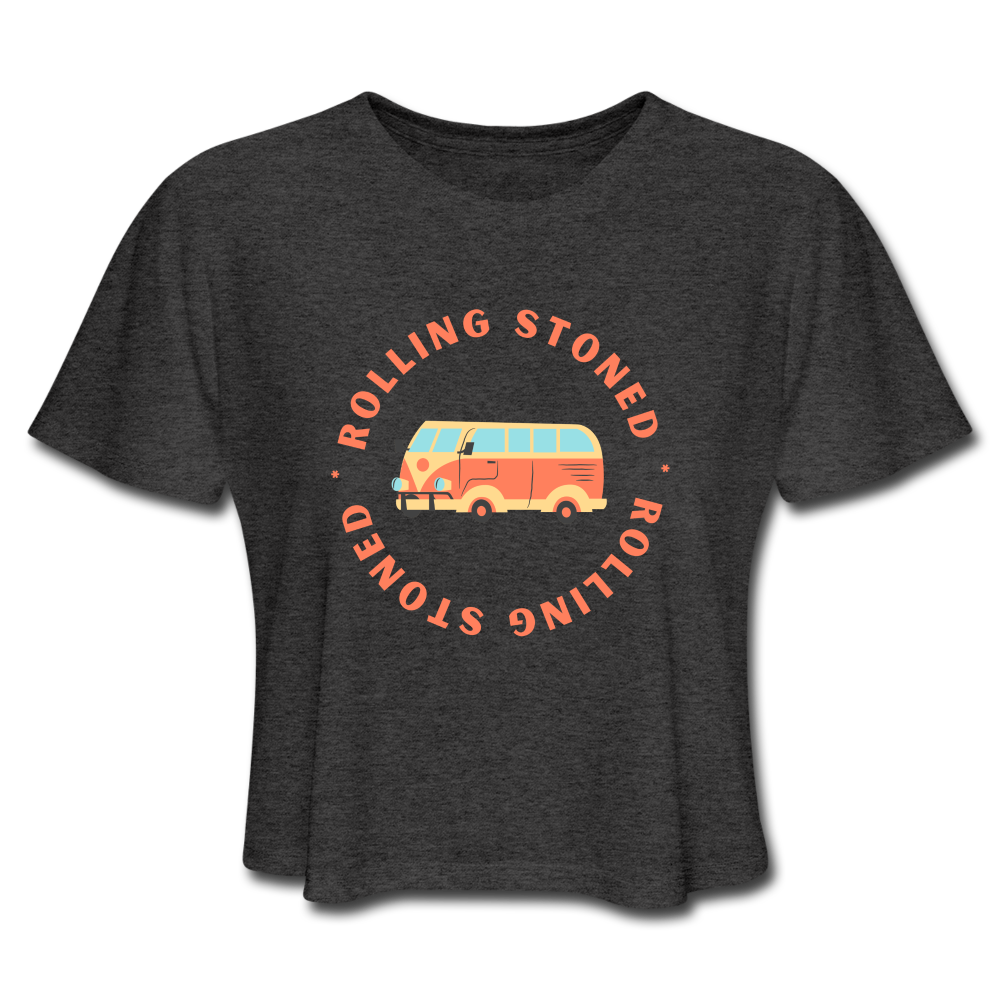 Rolling Stoned Cropped T-Shirt - deep heather