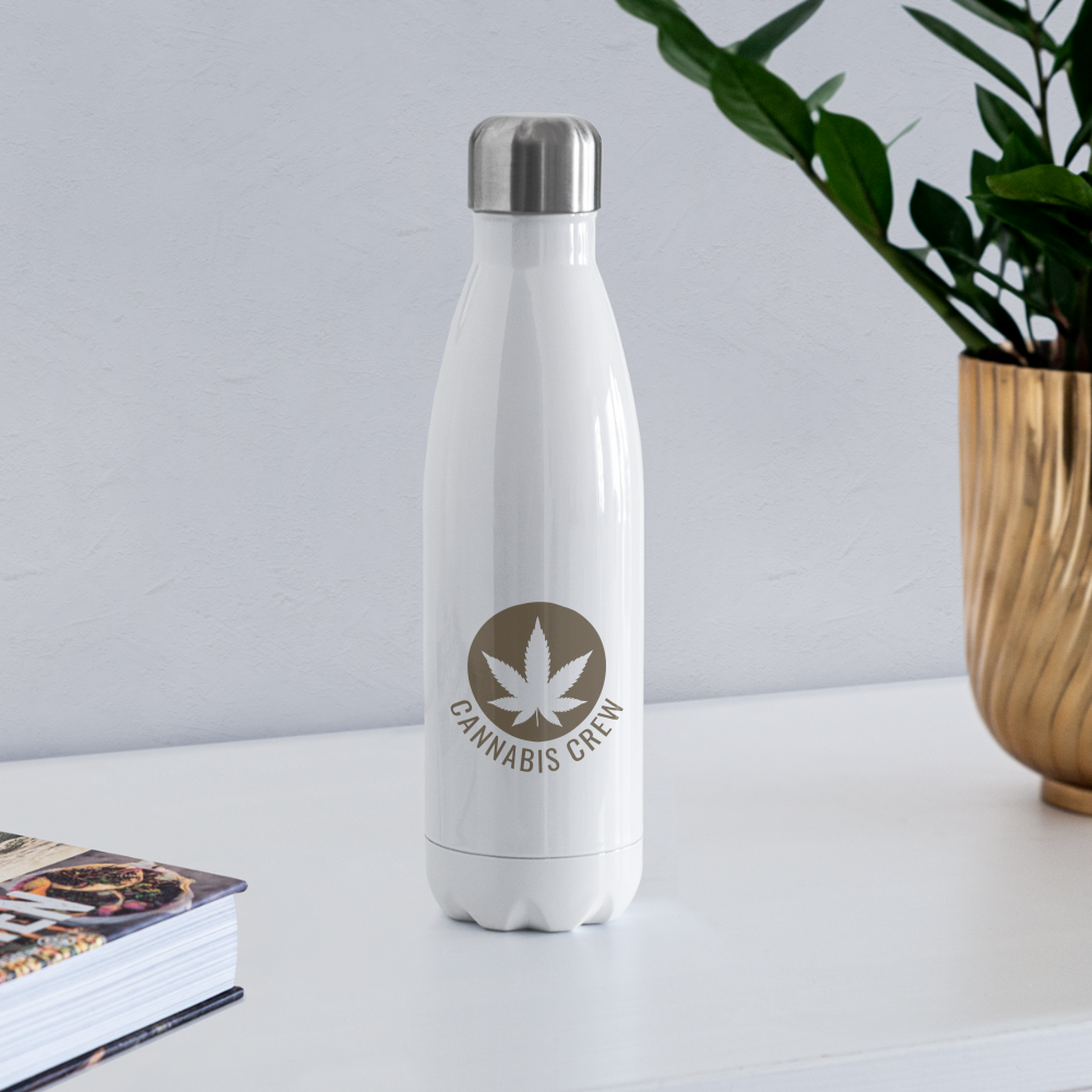 Cannabis Crew Insulated Stainless Steel Water Bottle - white