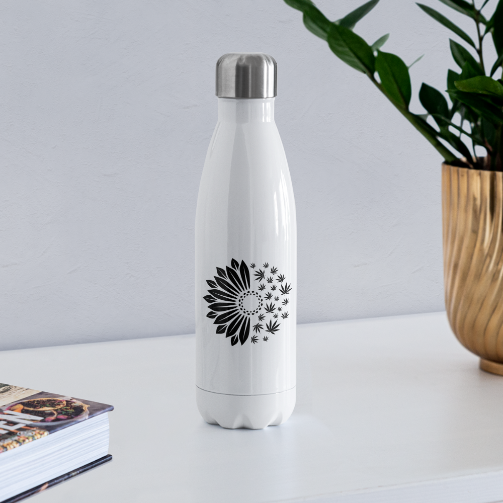 CannaFlower Insulated Stainless Steel Water Bottle - white