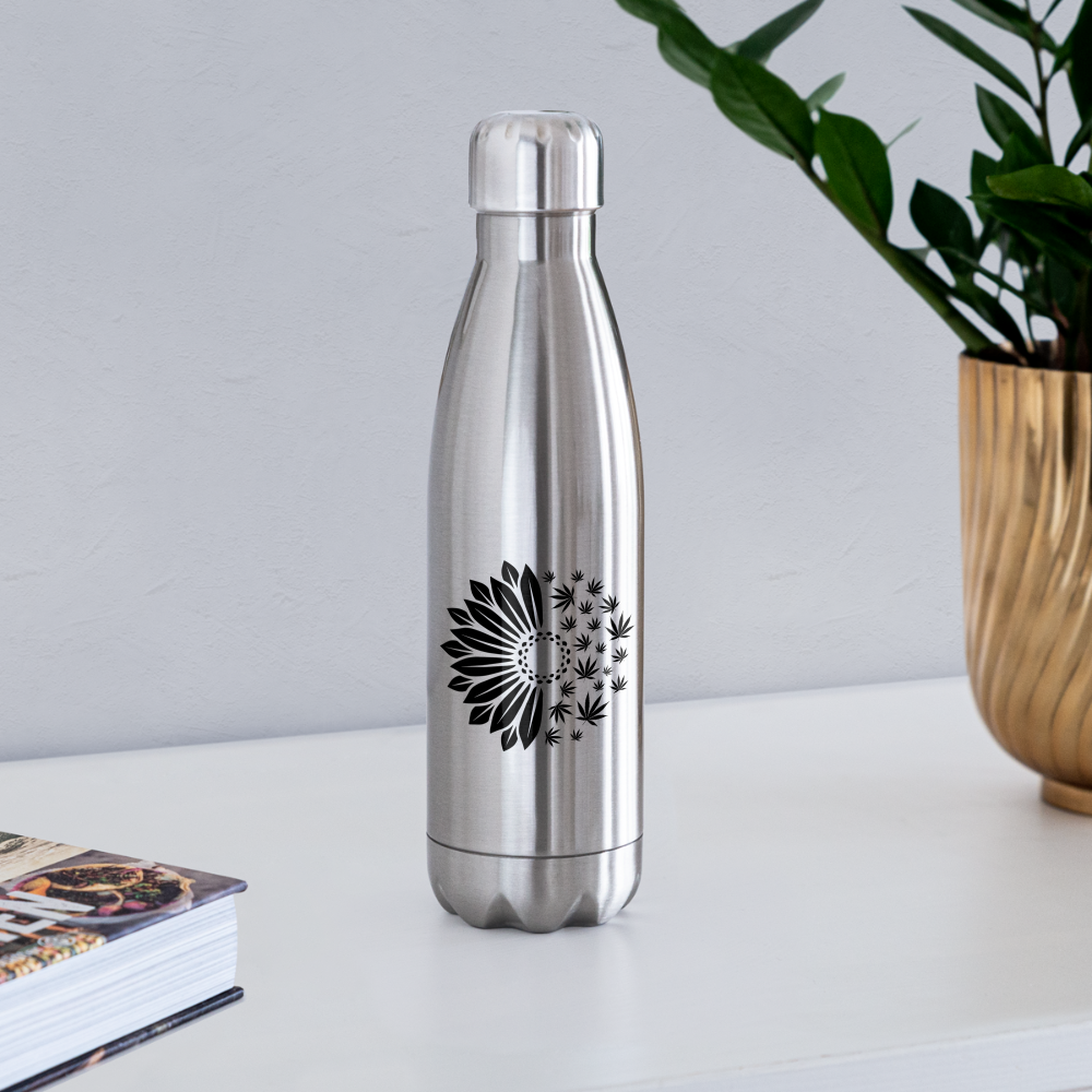 CannaFlower Insulated Stainless Steel Water Bottle - silver