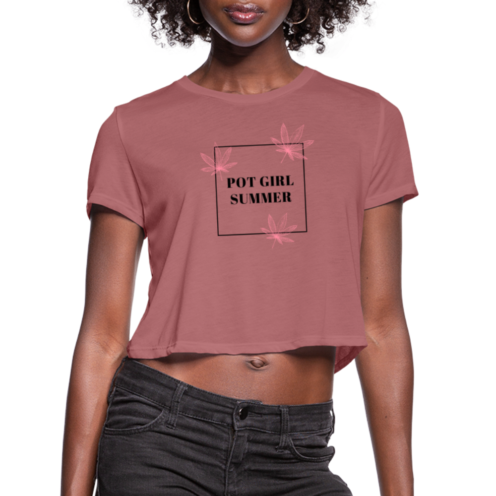 Pot Girl Summer Cropped T-Shirt - mauve