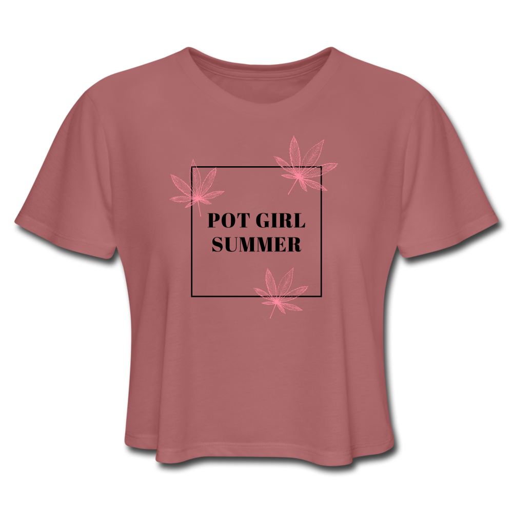 Pot Girl Summer Cropped T-Shirt - mauve