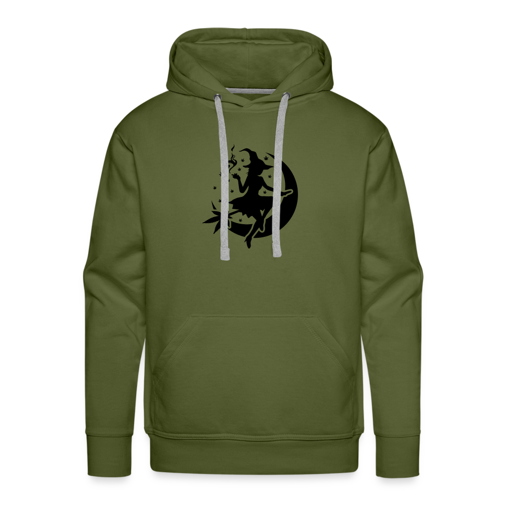 Witch and Moon Halloweed Premium Hoodie - olive green